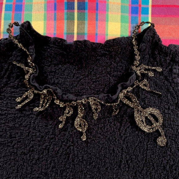 Black Issey Miyake Me Music Note top. - Picture 2 of 5